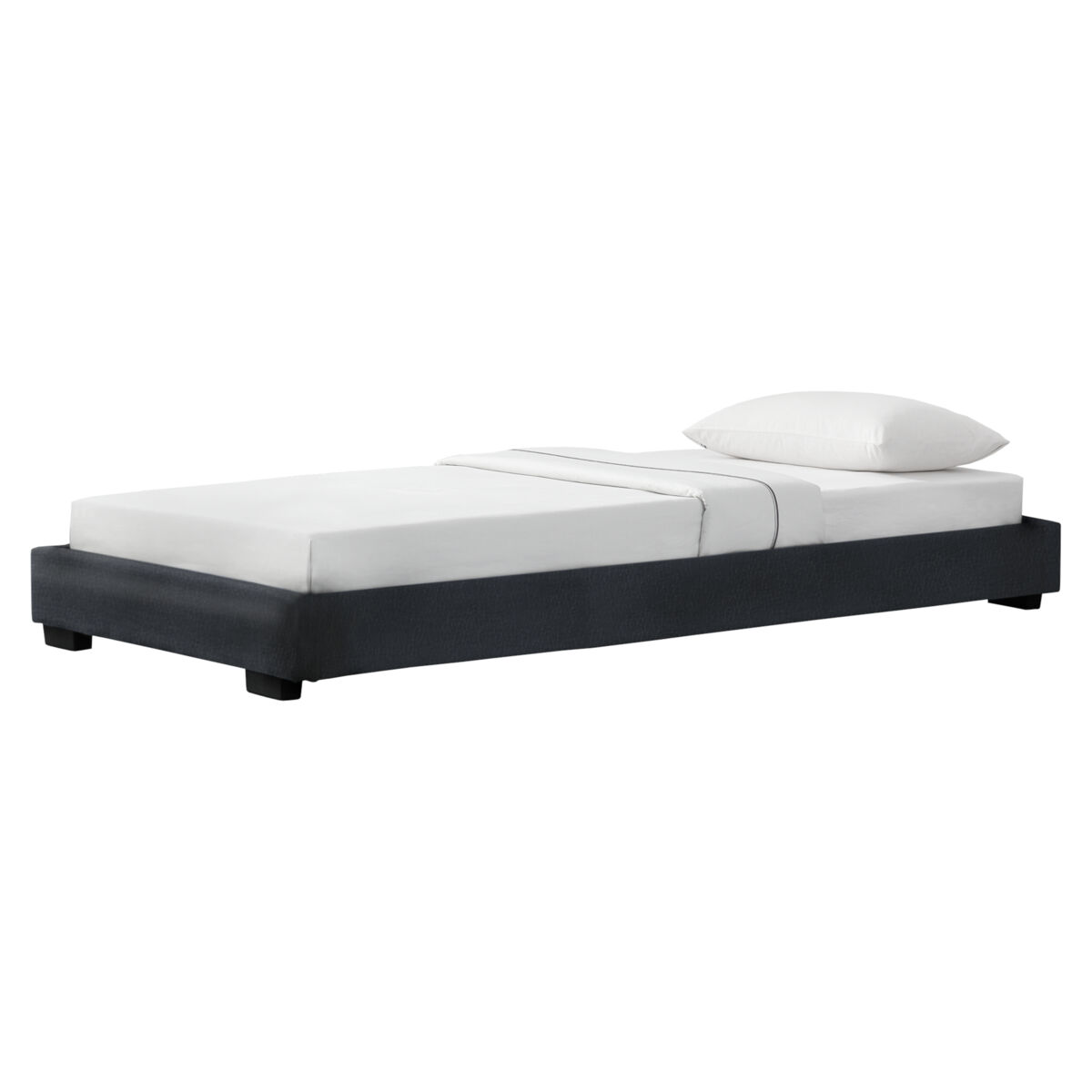 Corium cama individual masari con somier tapizado en piel sintética / mdf 90 x 200 cm - negro