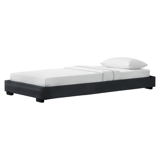 Corium Cama individual Masari com estrado estofado em pele sintética  MDF 90 x 200 cm- Preto
