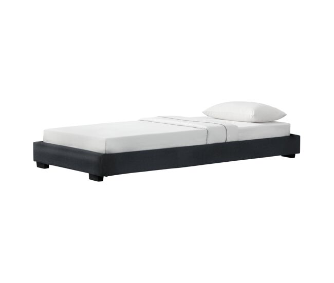Corium cama individual masari con somier tapizado en piel sintética / mdf 90 x 200 cm - negro