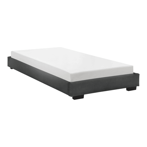 Corium Cama individual Masari com estrado estofado em pele sintética  MDF 90 x 200 cm- Preto