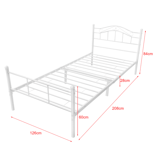 Cama de metal Florenz com cabeceira e colchão 120x200 Branco en.casa