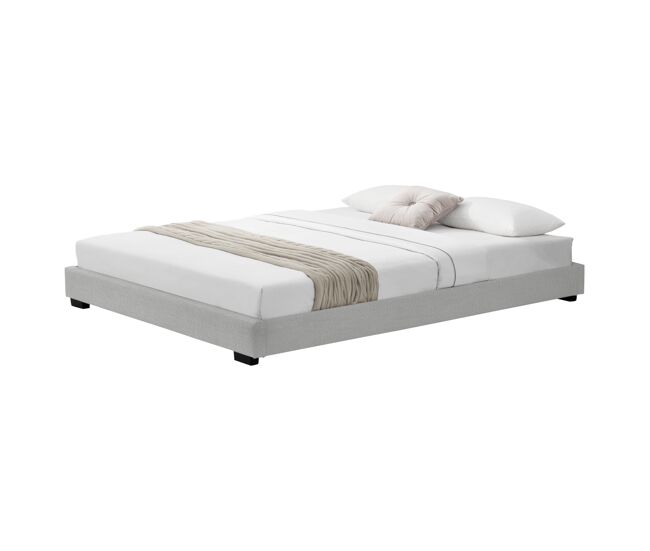 Corium cama doble masari con somier tapizado en piel sintética / mdf 140 x 200 cm - blanco