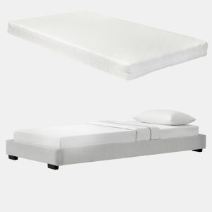 C?rium Cama individual Solingen estofada em pele sintética com colchão de espuma fria 90 x 200- Branco