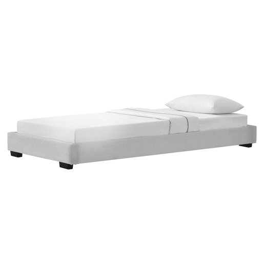 Cama individual Corium Masari com estrado em pele  MDF 90 x 200 cm- Branco