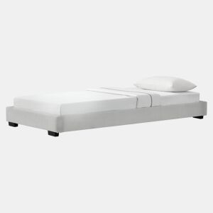 Cama individual Corium Masari com estrado em pele  MDF 90 x 200 cm- Branco