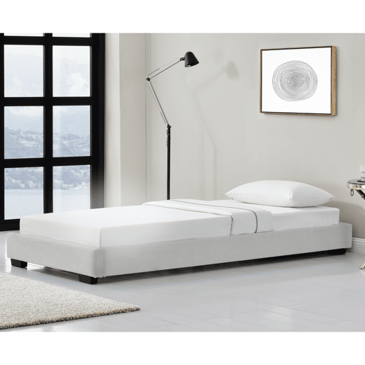 Cama individual Corium Masari com estrado em pele  MDF 90 x 200 cm- Branco