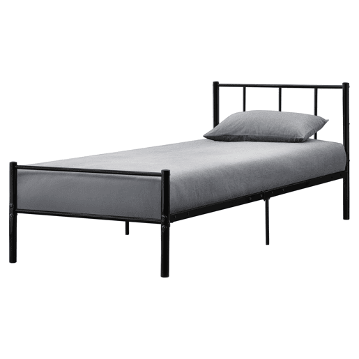 Cama individual Laos com estrado de molas- metal- 90 x 200cm- Preto en.casa