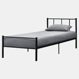 Cama individual Laos com estrado de molas- metal- 90 x 200cm- Preto en.casa