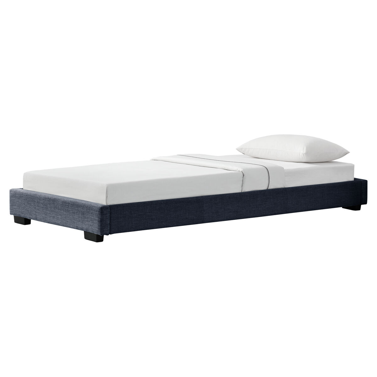 Corium cama individual masari con somier tapizado en lienzo / mdf 90 x 200 cm - gris oscuro