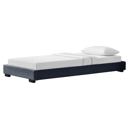 Corium Cama individual Masari com estrado estofado em tela  MDF 90 x 200 cm- Cinzento escuro