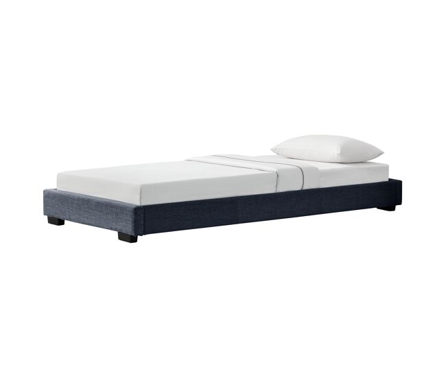 Corium cama individual masari con somier tapizado en lienzo / mdf 90 x 200 cm - gris oscuro