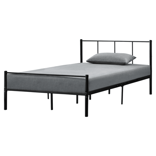 Cama individual Laos com estrado de molas- metal- 120 x 200cm- Preto en.casa