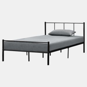 Cama individual Laos com estrado de molas- metal- 120 x 200cm- Preto en.casa