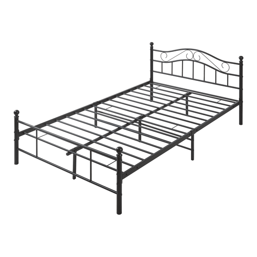 Cama de metal Florenz com cabeceira e colchão 120x200 Preto en.casa Cama de metal Florenz com cabeceira e colchão 120x200 Preto en.casa