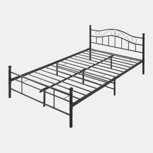 Cama de metal Florenz com cabeceira e colchão 120x200 Preto en.casa