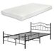 Cama individual (Florenz) con cabecero curvado, colchón y somier 126x208 Cama individual (Florenz) con cabecero curvado, colchón y somier 126x208 Negro/ Gris