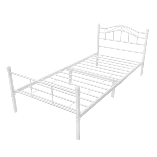 Cama de metal Florenz com cabeceira 120x200 Branco en.casa