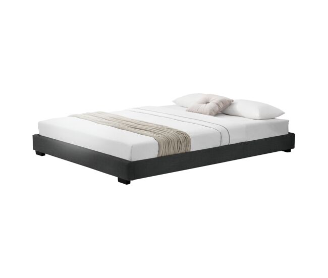 Corium cama doble masari con somier tapizado en piel sintética / mdf 140 x 200 cm - negro
