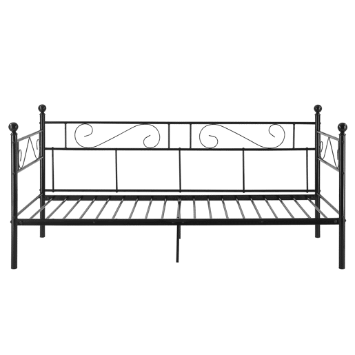 Sofá cama individual Granada com colchão de espuma fria 90 x 200 cm aço - Preto en.casa
