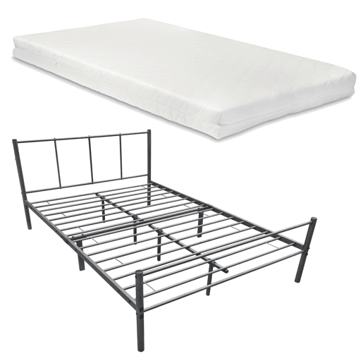 Cama individual Laos com estrado metálico e colchão 120 x 200 cm- Cinzento escuro mate en.casa