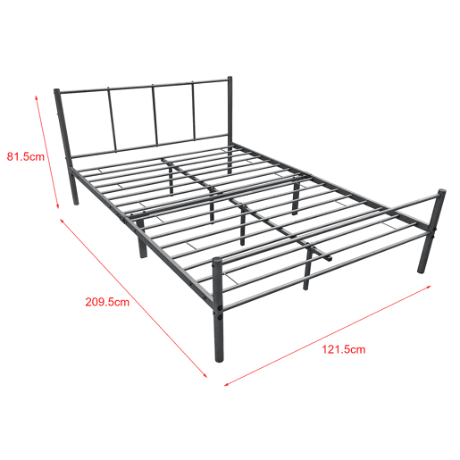 Cama individual Laos com estrado metálico e colchão 120 x 200 cm- Cinzento escuro mate en.casa