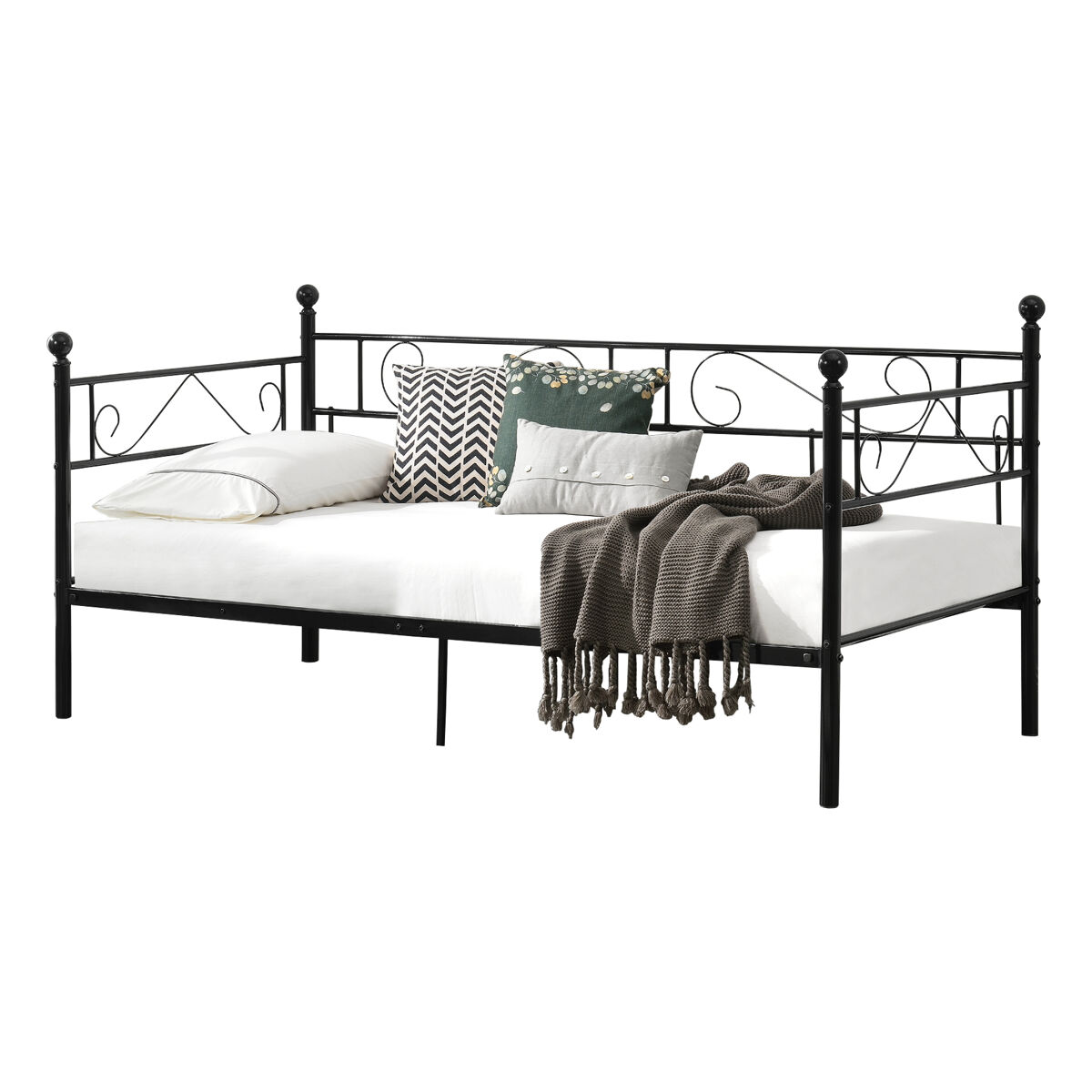 Cama / Sofá individual Granada resistente metal 97x209 Negro