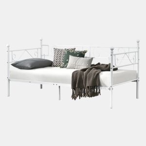 Cama individual  Sofá Granada metal robusto 100 x 200- Branco en.casa