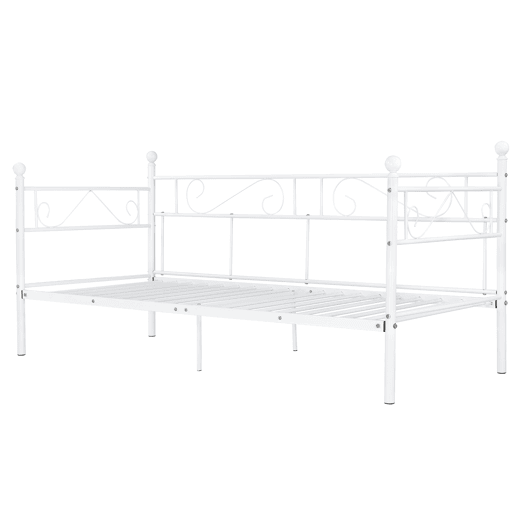 Cama individual  Sofá Granada metal robusto 100 x 200- Branco en.casa