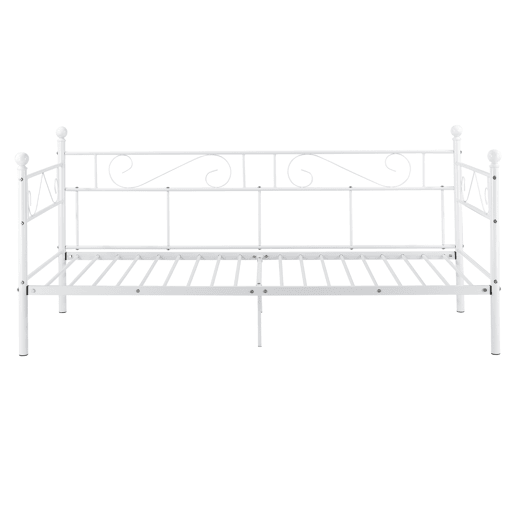 Cama individual  Sofá Granada metal robusto 100 x 200- Branco en.casa