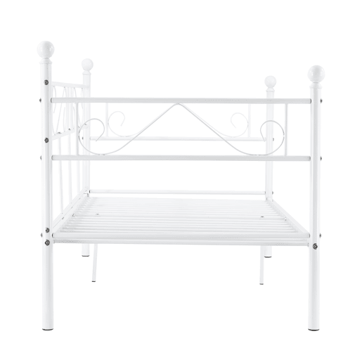 Cama individual  Sofá Granada metal robusto 100 x 200- Branco en.casa