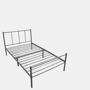 Cama individual Laos com estrado metálico e colchão 90 x 200 cm- Cinzento escuro mate en.casa