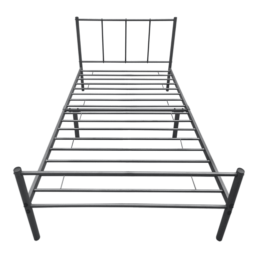 Cama individual Laos com estrado metálico e colchão 90 x 200 cm- Cinzento escuro mate en.casa
