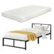 Cama Simple de metal Meran con Colchón de Espuma fría Cama Simple de metal Meran con Colchón de Espuma fría Negro/ Gris