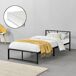 Cama Simple de metal Meran con Colchón de Espuma fría Cama Simple de metal Meran con Colchón de Espuma fría Negro/ Gris