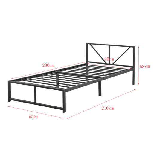 Cama individual Meran Metálica com Colchão de Espuma Fria- 90 x 200 cm Base de Beliche Aço Preto en.casa