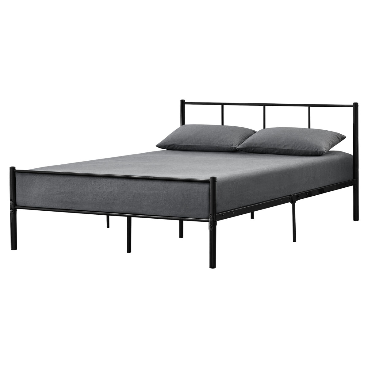 Cama matrimonio laos con somier - metal - 140 x 200cm - negro [en.casa]
