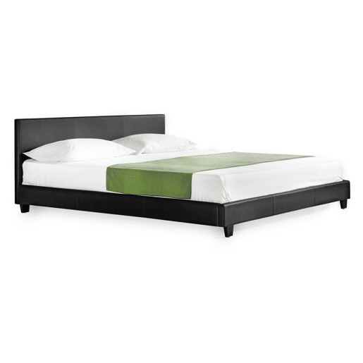Cama casal Albacete estofada em pele sintética 140x200cm preto Corium
