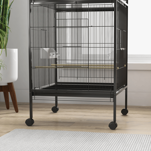 PawHut Gaiola para Pássaros 2 em 1 Gaiola de 2 Andares Convertível em Somente Uma com Rodas 4 Comedouros e 4 Poleiros e Bandejas Amovíveis para Canários 78x75x168 cm Preto PawHut Gaiola para Pássaros 2 em 1 Gaiola de 2 Andares Convertível em Somente Uma com Rodas 4 Comedouros e 4 Poleiros e Bandejas Amovíveis para Canários 78x75x168 cm Preto