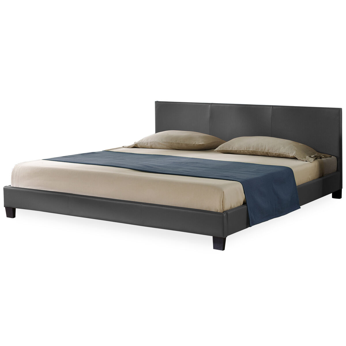 [Corium] de matrimonio Albacete tapizada en piel sintética 149x210 Gris Oscuro