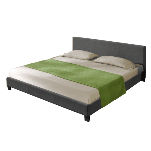 Cama casal Skagen estofada em tecido 180x200cm cinzento escuro Corium