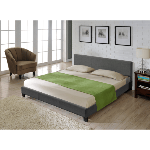 Cama casal Skagen estofada em tecido 180x200cm cinzento escuro Corium