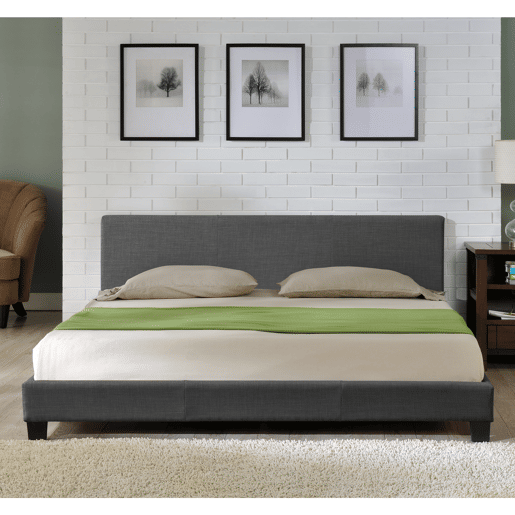 Cama casal Skagen estofada em tecido 140x200cm cinzento escuro Corium