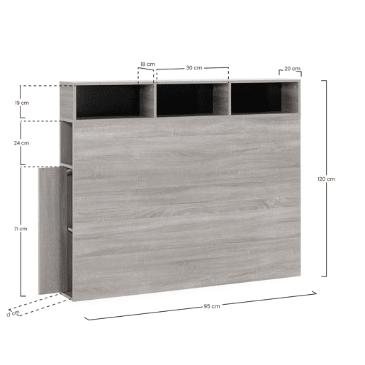 Cabeceira Zeus 95 cm branca, 2 portas 9 espaços