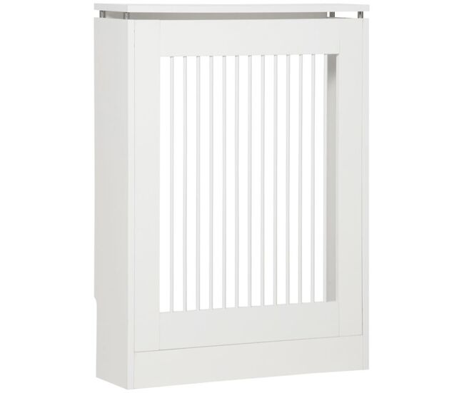Homcom cubierta de radiador cubre radiador moderno pintado de mdf con estante superior para salón dormitorio oficina 60x18x84 cm blanco