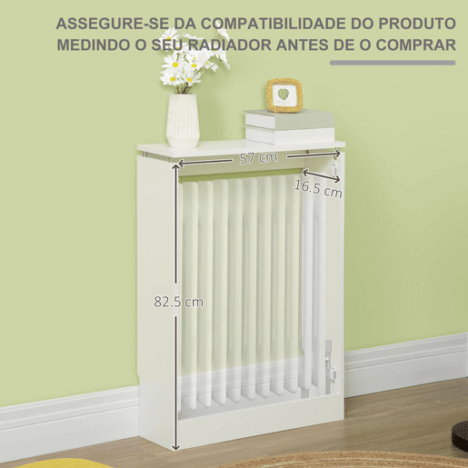 HOMCOM Cobertura de Radiador Cobertura de Radiador Moderno de MDF com Prateleira Superior para Sala de Estar dormitório Escritório 60x18x84 cm Branco