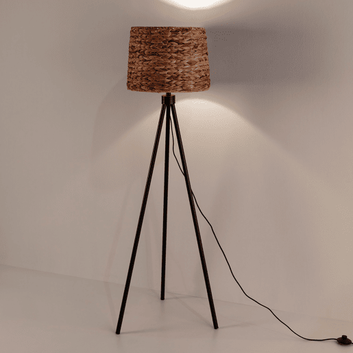 Candeeiro de pé Kiomi de algas marinhas e metal, altura 144 cm