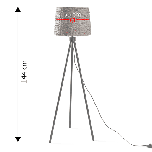 Candeeiro de pé Kiomi de algas marinhas e metal, altura 144 cm