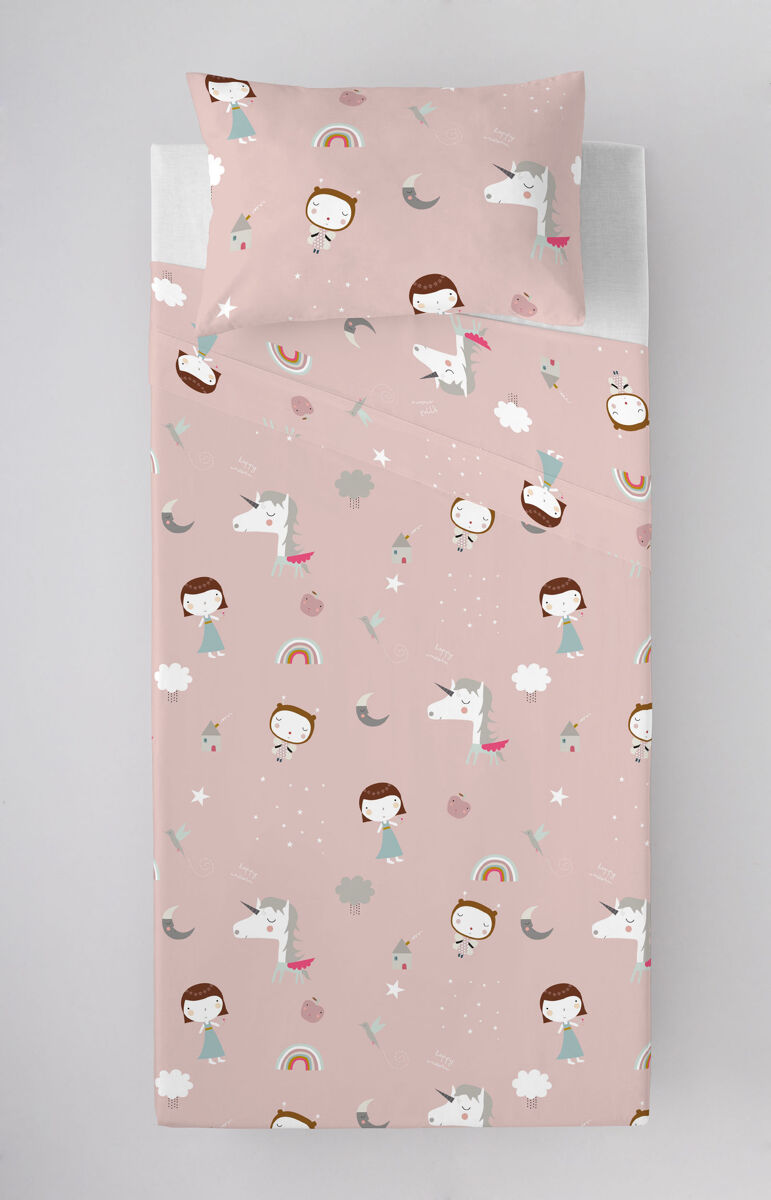 Juego de sábanas unicorn white cama 90