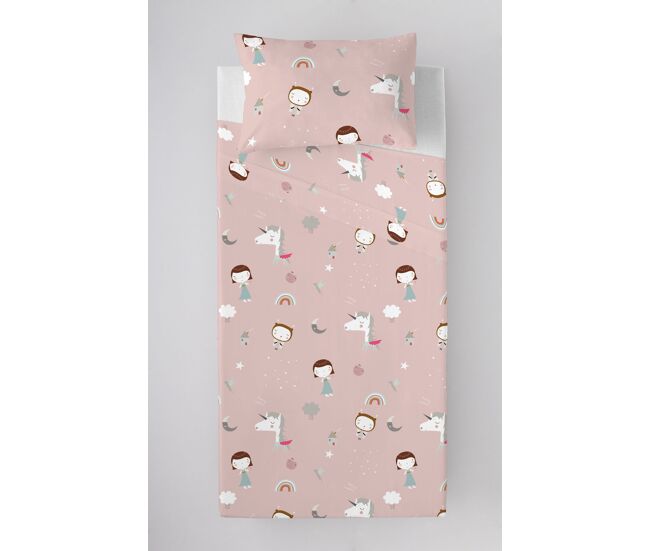 Juego de sábanas unicorn white cama 90