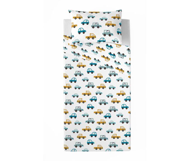 Juego de sábanas coches b cama 105